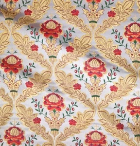 Griechisch Orthodox Liturgischer Brokat Kirche Gewand Blumenmuster Jacquard Stoff - Bild 1 von 15