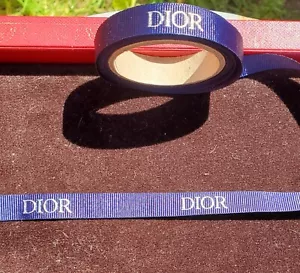 3 Yards (108 inches) Christian DIOR Blue/Silver Logo 1/2" Width Grosgrain Ribbon - Picture 1 of 5