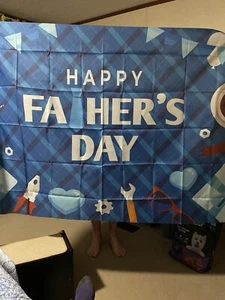 Happy Fathers Day Party Decor Banner Flag Decoration 71”x44” Tools Backdrop - Picture 1 of 7