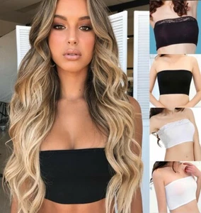 Tube Top Bra Seamless Bandeau Strapless Bralette Stretch Layering Solid Crop Top - Picture 1 of 22
