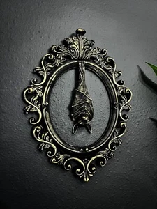 Gothic Framed Hanging Bat Wall Decor - Picture 1 of 5