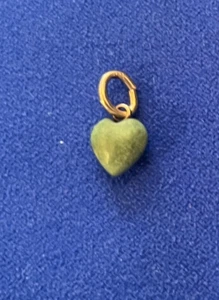 Small Blue Heart Charm on 14kt Gold Ring to Hang - Picture 1 of 6