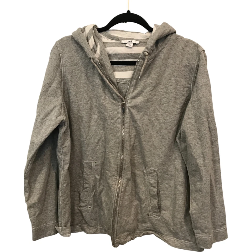 Anne Klein Sport Women Hoodie Jacket Womens 1X Gray Full Zip Long Sleeve Pockets - Image 1 of 4