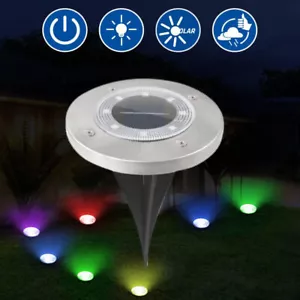 8 LED Solar Ground Lights Yard Garden Pathway Outdoor Disk Lights Color Changing