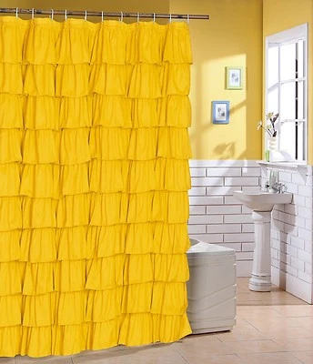  Flamenco ruffle shower curtain color Yellow  - Image 1 of 2