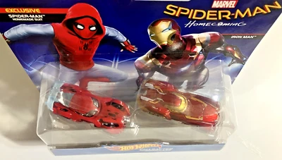 Hot Wheels ~ Marvel ~ Человек-паук возвращение домой ~ Человек-паук и Железный человек ~ VHTF ~ 2 упаковки - Изображение 1 из 4