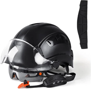 Hard Hat with Visor Safety Helmet with Chin Strap and 2 Sweatbands Adjustable... - Picture 1 of 7