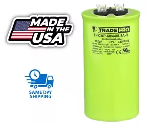 60/440USA-R - Round Run Capacitor 60 MFD 440/370V (Made in USA)HVAC DIY - Picture 1 of 1