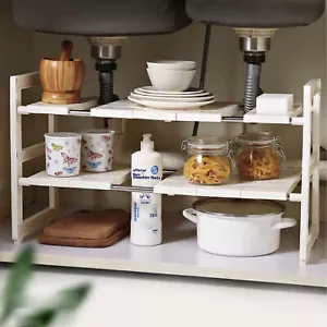 Erweiterbar Küchenregal Küchenschrank Regal Zweilagig Gewürzregal Organizer - Bild 1 von 10