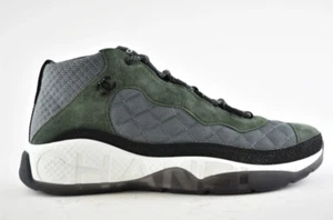 Chanel 21B Mens Green Suede Grey CC Logo Lace Up Mid Top Trainer Sneaker 44 11 - Picture 1 of 12