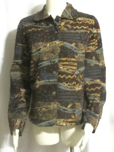 Damen Frauen LIFE STYLE Braun Gold & Blau Abstrakt Gobelin Vintage Jacke M - Bild 1 von 5
