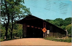 Postcard Harpersfield Ohio Covered Bridge Grand River Vintage Posted 1964 - Picture 1 of 2