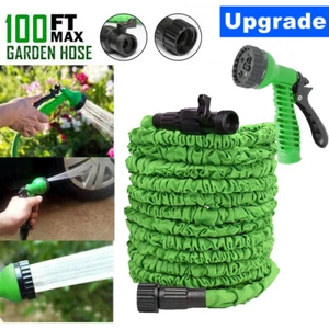 100 FT Extra Long Expandable Flexible Garden Water Hose Pipe + 7 Modes Spray Gun - Picture 1 of 23