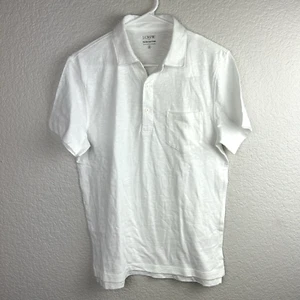 J CREW FACTORY Men’s Slub Cotton Pocket Polo Jersey Shirt White BE318 Size Small - Picture 1 of 8