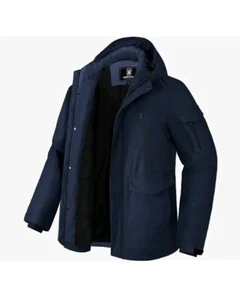 Pioneer Camp Mens Winter Coat Blue Waterproof Rain Jacket Ski Parka Sz S 45 NEW - Picture 1 of 7