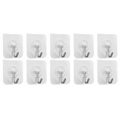 10/20/30/40 Pcs Adhesive Sticky Hooks Heavy Duty Wall Seamless Hooks Hangers US - Image 1 of 4