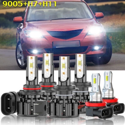 9005 H7 H11 Combo 6LED Faros Hi Lo Faros Antiniebla Para Mazda 3 2004 2005 Foto 1 de 4