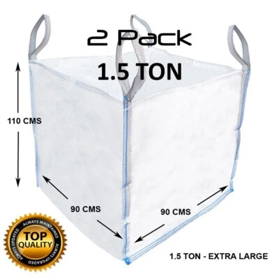 LILYPOD 2 x 1,5 TONNEN GROSSER SACK SCHUTT SCHÜTTGUTSÄCKE BAUER GARTEN ABFÄLLE 1,5 TONNER SÄCKE