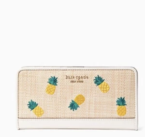 Kate Spade Darcy Pineapple Embroidered Large Slim Bifold Wallet New - Picture 1 of 8