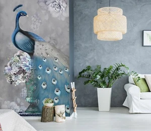 3D Tierischer Blauer Pfau ZHUC4264 Tapete Wandbild Fototapete Abnehmbarer Vera - Bild 1 von 11