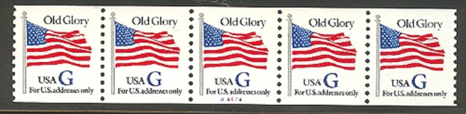 USA PNC SC# 2890 BLUE "G" - OLD GLORY (32c) WATER ACTIVATED MNH PL# A4426 - Image 1 of 1