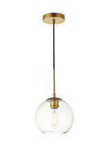Elegant LD2206BR Baxter 1 Light Brass Pendant With Clear Glass