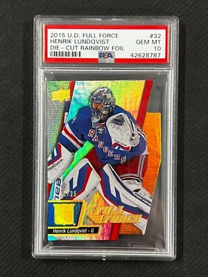 PSA 10 2015-16 UD Full Force #32 Henrik Lundqvist Die-Cut Rainbow Foil /25 POP 1 - Imagem 1 de 2