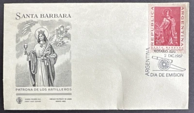 ARGENTINA 1967 Sc# 849 FDC SANTA BARBARA PATRONA DE LOS ARTILLEROS - Image 1 of 2