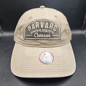 Champion Harvard University Crimson Strapback Hat Cap Dad Beige Khaki Adult NEW - Picture 1 of 4