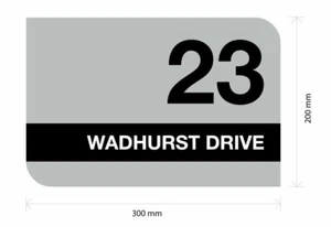 Brushed Aluminum House Address Signs, 300mm x 200mm - Picture 1 of 4