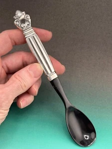 Acorn by Georg Jensen Sterling Silver Black Composite Spoon 7" Some Flaws - Picture 1 of 6