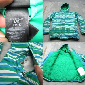 The North Face Hyvent Jacket Girls Large Green Blue Insulated HyVent THRASHED * - Picture 1 of 19