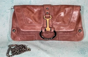 Charles David Mauve rosa Distressed Leder klobige Kette Schulter Clutch Neu ohne Etikett - Bild 1 von 12