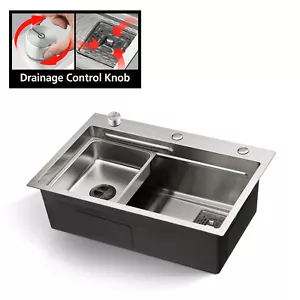 ACA SUS304 Kitchen Sink Smart Drainage Single Bowl Topmount Colander Satin Brush - Picture 1 of 15