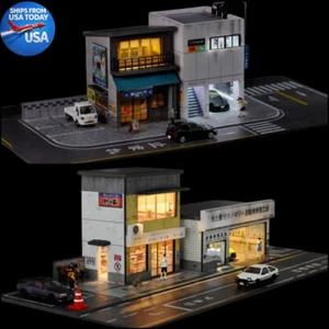 Diorama 1/64 Car Garage Model LED Lighting City Shop Building Display Model Gift - Picture 1 of 57