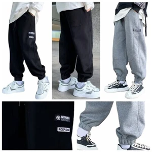 Kids Boys Pants Date Trousers Sport Sweatpants With Pocket Joggers Picnic Baggy - Picture 1 of 27