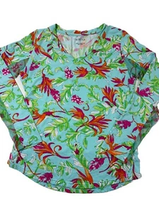 Top de golf Ibkul Icikuls tejido panel de malla cuello en V para mujer manga pequeña L floral UPF - Imagen 1 de 10