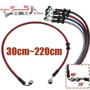 Manguera de freno de aceite hidráulico para motocicleta 30-220 cm 28 °-90 ° tubo de cable 10 mm Banjo - Imagen 1 de 6