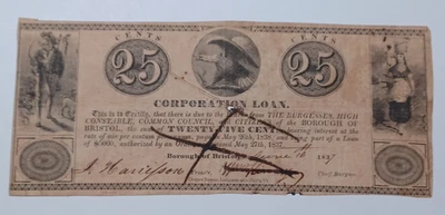 1837 Borough of Bristol Corporation Loan, Pennsylvania 25c Obsolete Note JRPM - Image 1 of 3