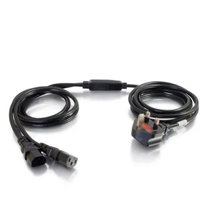 C2G 80628 3M 17 AWG UK Rozdzielacz kabli zasilających (2 x IEC320C13 do BS 1363) 9 stóp Ke - Zdjęcie 1 z 7