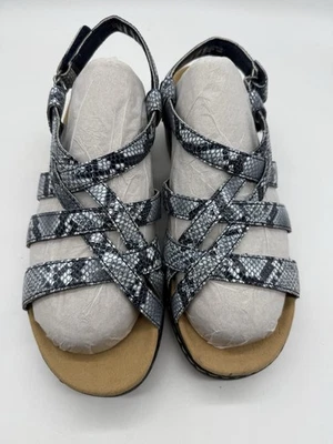 Sandalias Clarks Collection para mujer Merliah Rose azul marino piel de serpiente con tiras nuevas en caja talla 10 Foto 1 de 4