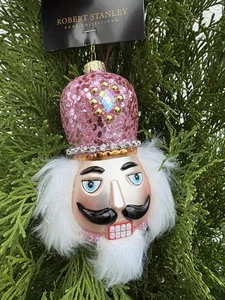 ROBERT STANLEY 5" ROSA HUT GLAS NUSSKNACKER KOPFSCHMUCK MIT EDELSTEINEN NEU MIT ETIKETT - Bild 1 von 4