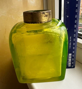 Uran Vaseline Teedose Ende 19. Jahrhundert Böhmen Tschechien - Bild 1 von 22