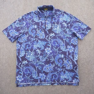 Polo Golf Ralph Lauren Camicia Uomo Extra Large Blu Stampa Floreale Manica Corta - Foto 1 di 12