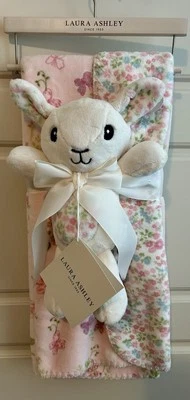 Laura Ashley Manta Bebé 30x40 Floral Conejito Cordero Lovey Juego de Regalo 2 Piezas Foto 1 de 4