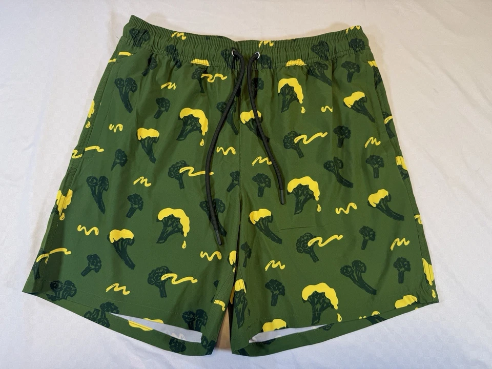 PANERA BREAD MERCH Shorts Swim Trunks Green Broccoli Cheddar Soup Size M Medium - Image 1 of 4