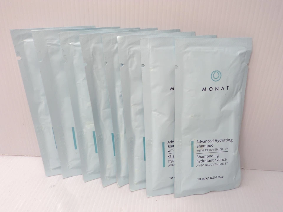 Лот из 8 улучшенных увлажняющих шампуней Monat с Rejuvenique S 0,34 унции размер образца - Изображение 1 из 1