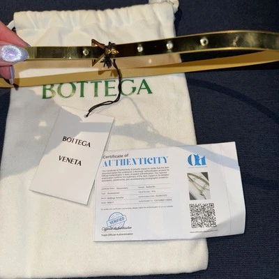 BOTTEGA VENETA Metallic Gold Leather Belt Triangle Buckle NWT & Dust bag $500 70 - Image 1 of 4