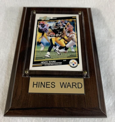 Pittsburgh Steelers Hines Ward ~ 2004 Tarjeta de puntuación 4,5" x 6,5" ~Exhibición de pared de madera Foto 1 de 4