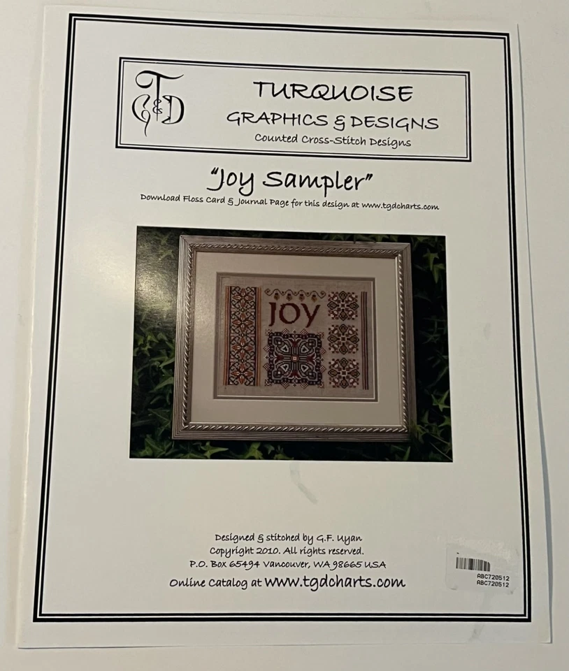 FREE SHIP! Turquoise Graphics & Designs "Joy Sampler" Cross Stitch Pattern - Image 1 of 3